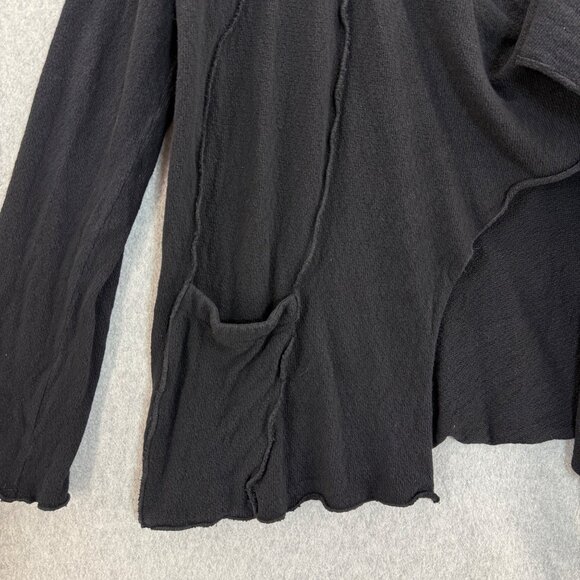 Fenini Womens Size Large Black Asymmetrical Design Wrape Sweater Button Detail - Picture 9 of 16